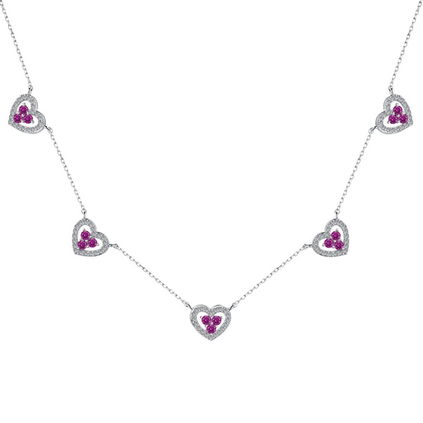 ˇShow YourselfˇSparkling Five Heart Necklace