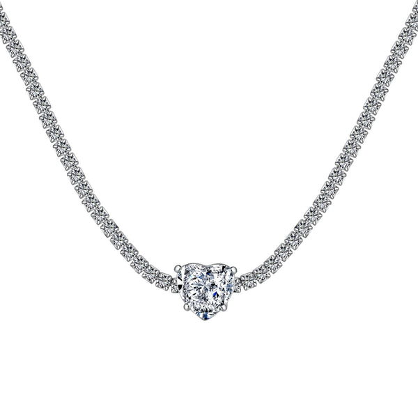 ˇShow YourselfˇSparkling Tennis Heart Cut Necklace