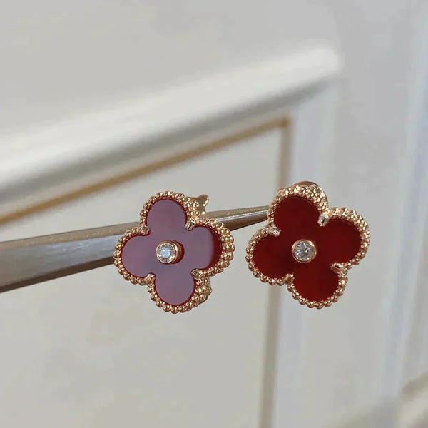 ˇShow YourselfˇCLOVER MEDIUM 1 MOTIFS CARNELIAN  DIAMOND earrings
