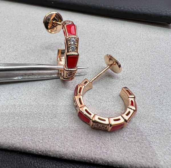ˇShow YourselfˇSERPENTI CARNELIAN PINK GOLD EARRINGS