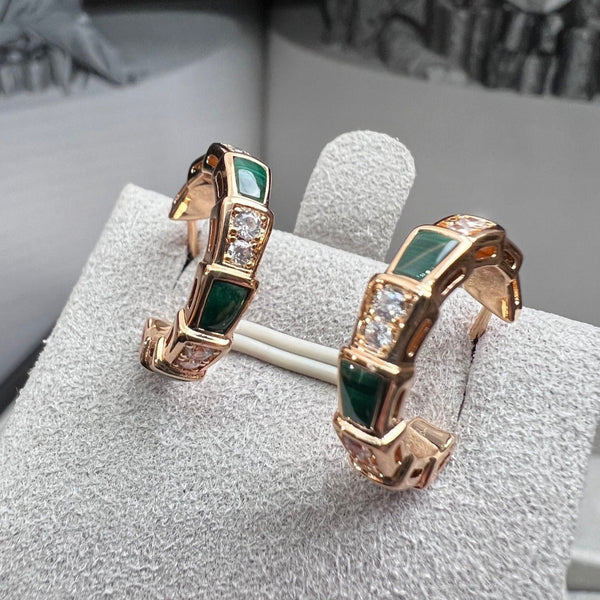 ˇShow YourselfˇSERPENTI MALACHITE PINK GOLD EARRINGS
