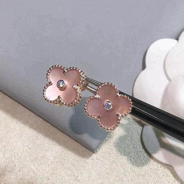 ˇShow YourselfˇCLOVER MEDIUM 1 MOTIFS  PINK MOP DIAMOND EARRINGS