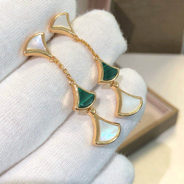 ˇShow YourselfˇDREAM EARRINGS 3 MOTIFS MALACHITE MOP PINK GOLD