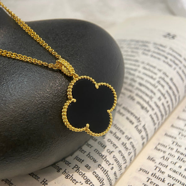 ˇShow YourselfˇCLOVER 25MM NECKLACE GOLD ONYX