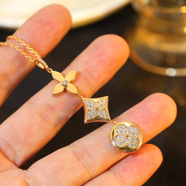 ˇShow YourselfˇSTAR AND SUN DIAMOND PINK GOLD NECKLACE