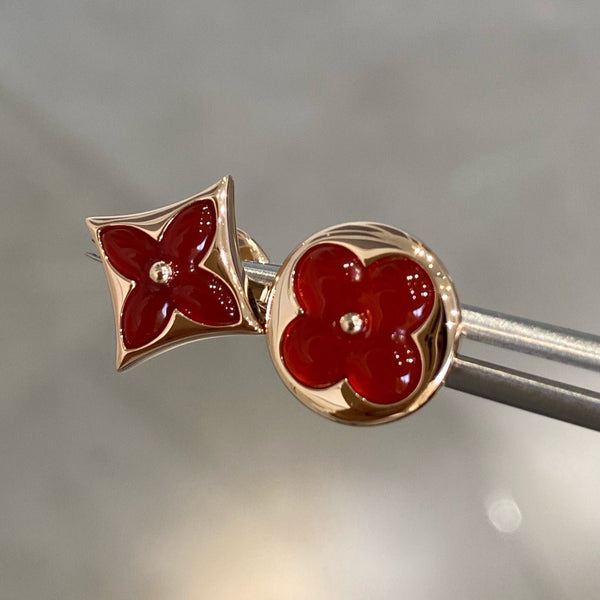 ˇShow YourselfˇSTAR AND SUN PINK GOLD CARNELIAN STUD EARRINGS