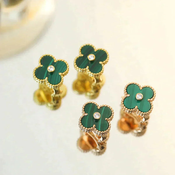ˇShow YourselfˇCLOVER MEDIUM 1 MOTIFS MALACHITE DIAMOND EARRINGS