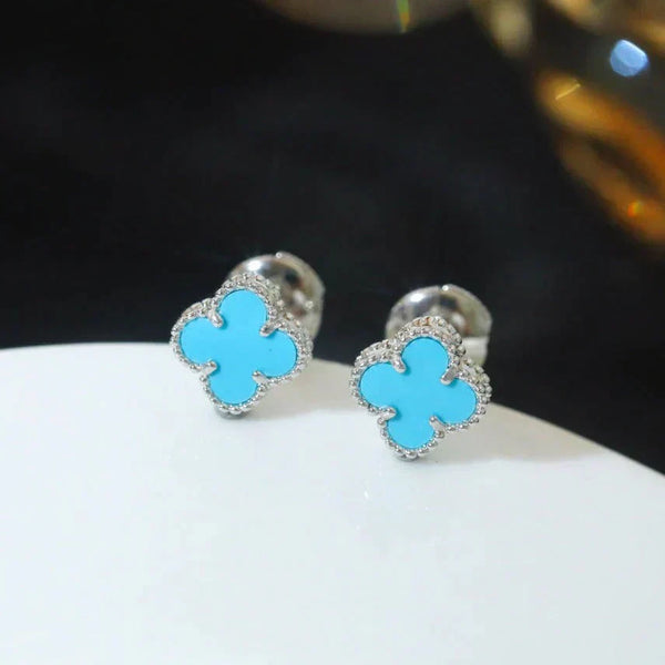 ˇShow YourselfˇCLOVER MINI 9.5MM ONYX STUD EARRINGS SILVER