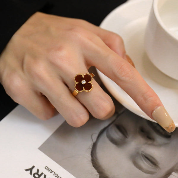 ˇShow YourselfˇCLOVER CARNELIAN RING ROSE GOLD DIAMOND