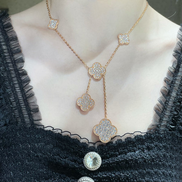 ˇShow YourselfˇCLOVER 6 MOTIF DIAMOND PAVED NECKLACE