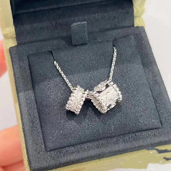 ˇShow YourselfˇPERLEE DOUBLE PENDANT SILVER DIAMOND NECKLACE