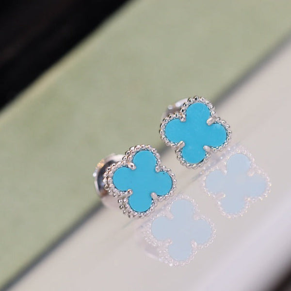 ˇShow YourselfˇCLOVER MINI TURQUOISE SILVER STUD EARRINGS