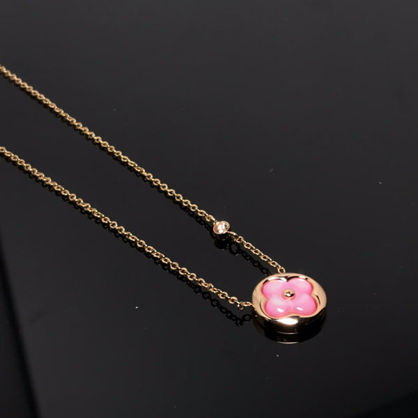 ˇShow YourselfˇCOLOR BLOSSOM PINK MOP SUN GOLD NECKLACE