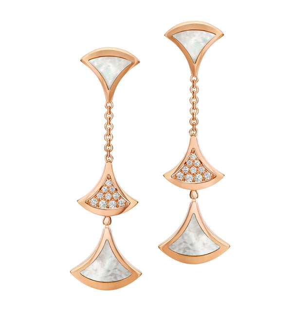 ˇShow YourselfˇDREAM EARRINGS 3 MOTIFS DIAMOND MOP PINK GOLD
