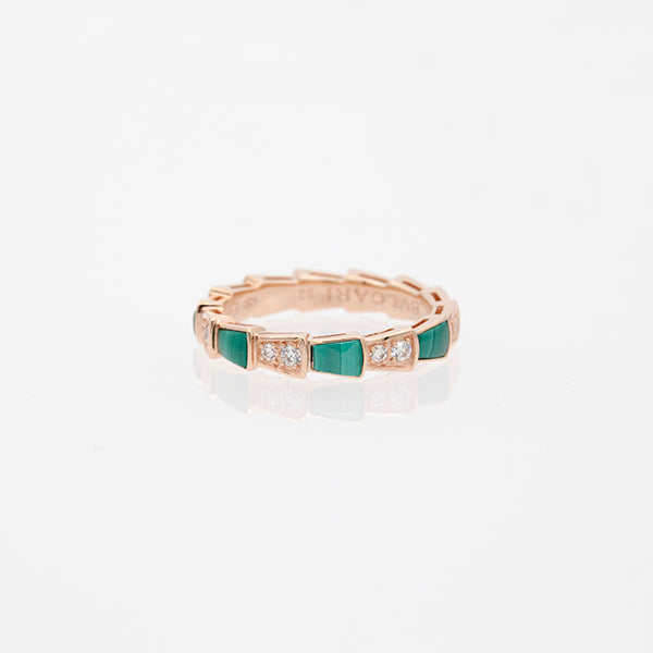 ˇShow YourselfˇSERPENTI RING PINK GOLD MALACHITE DIAMOND 3MM