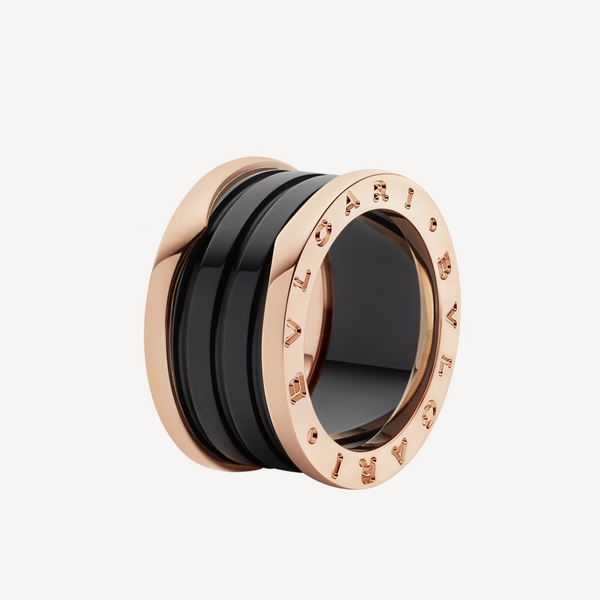 ˇShow YourselfˇZERO 1 FOUR-BAND LOOPS AND BLACK CERAMIC SPIRAL PINK GOLD RING