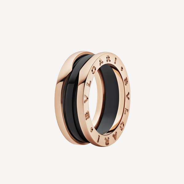 ˇShow YourselfˇZERO 1 TWO-BAND LOOPS AND BLACK CERAMIC PINK GOLD RING
