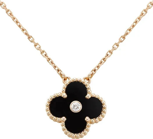 ˇShow YourselfˇCLOVER 15MM DIAMOND ONYX NECKLACE