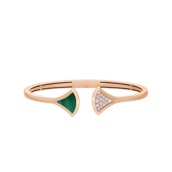 ˇShow YourselfˇDREAM BRACELET OPEN MALACHITE PINK GOLD