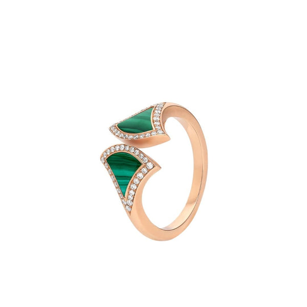ˇShow YourselfˇDREAM MALACHITE DIAMOND OPEN RING