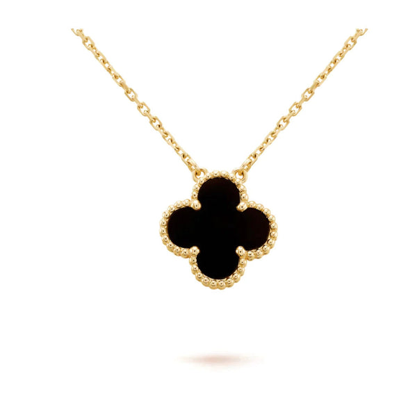ˇShow YourselfˇCLOVER 15MM BLACK ONYX SINGLE FLOWER NECKLACE