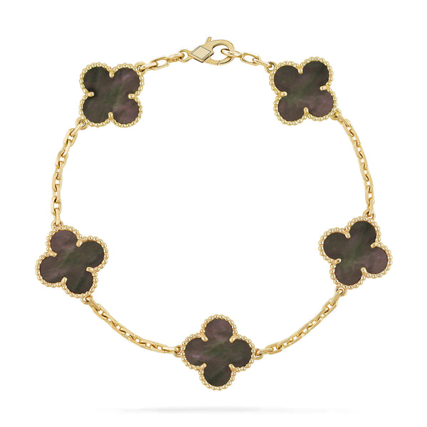 ˇShow YourselfˇCLOVER 5 MOTIF GRAY MOP  BRACELET