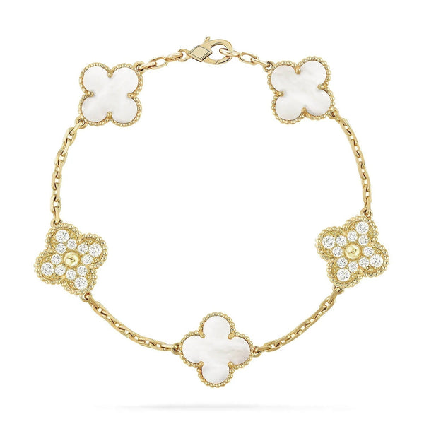 ˇShow YourselfˇCLOVER BRACELET 5 MOTIF WHITE MOP DIAMOND