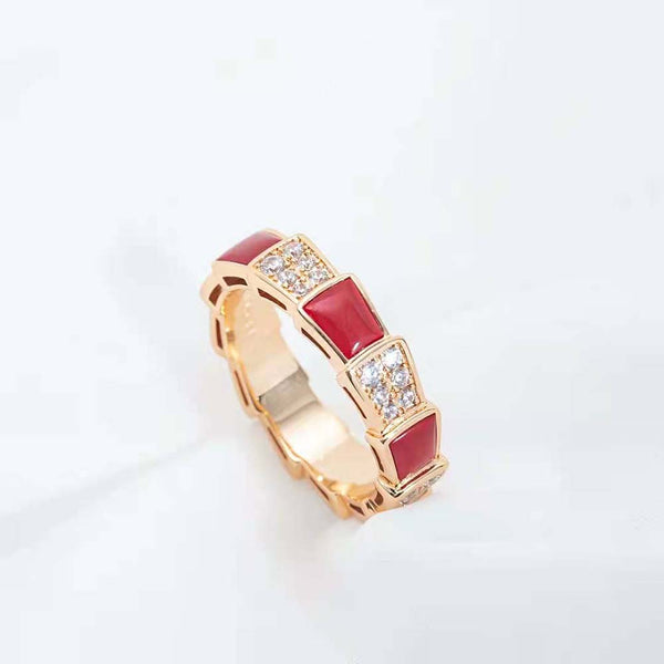 ˇShow YourselfˇSERPENTI RING PINK GOLD CARNELIAN DIAMOND PAVED 4MM