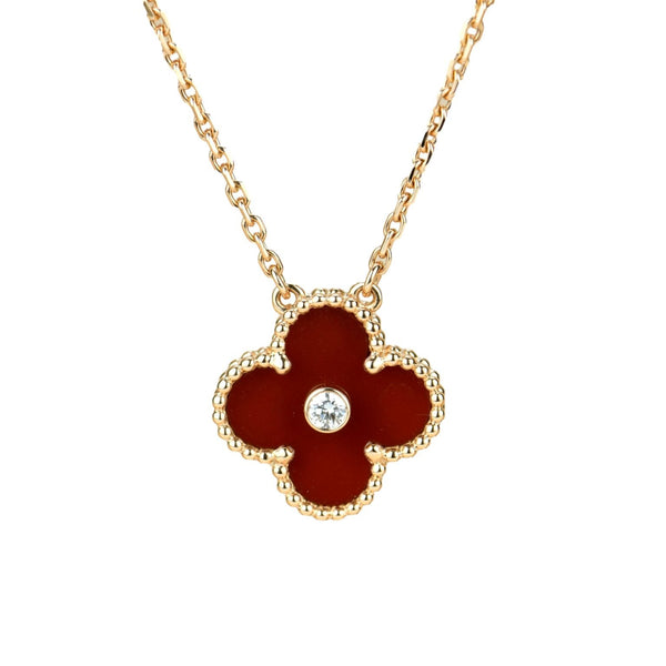 ˇShow YourselfˇCLOVER 15MM DIAMOND CARNELIAN NECKLACE
