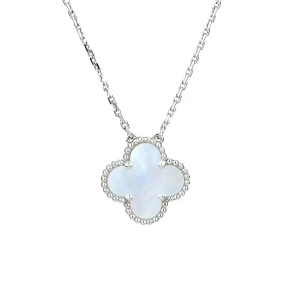 ˇShow YourselfˇCLOVER  15MM WHITE MOTHER-OF-PEARL SILVER