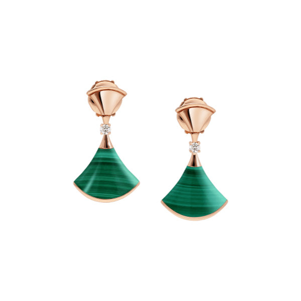 ˇShow YourselfˇDREAM MALACHITE PINK GOLD EARRINGS