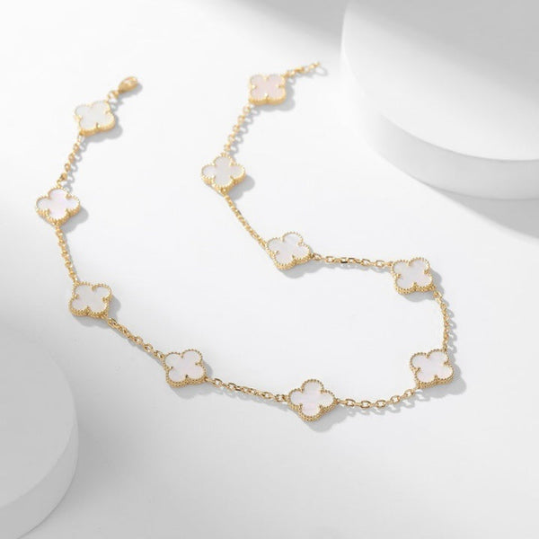 ˇShow YourselfˇCLOVER 10 MOTIFS WHITE MOTHER OF PEARL NECKLACE