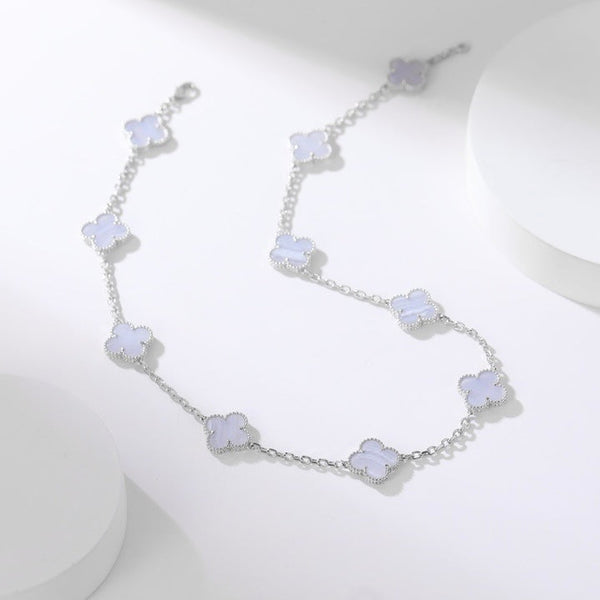 ˇShow YourselfˇCLOVER 10 MOTIFS PURPLE CHALCEDONY NECKLACE