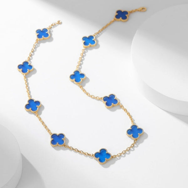 ˇShow YourselfˇCLOVER 10 MOTIFS BLUE AGATE NECKLACE