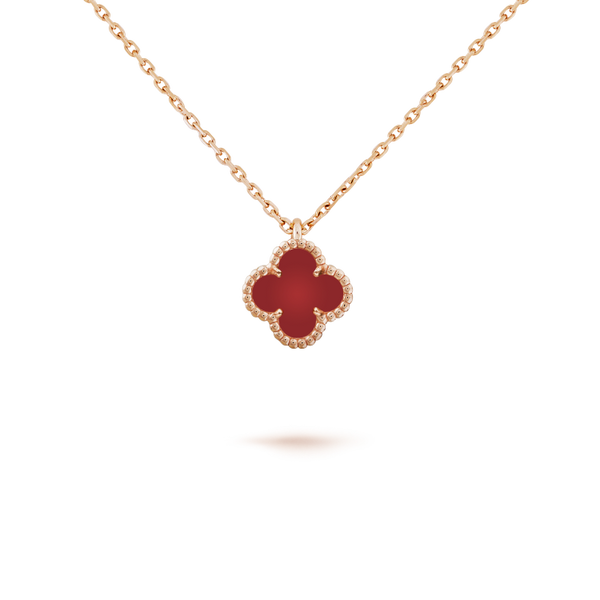 ˇShow YourselfˇCLOVER MINI 9.5MM WHITE CARNELIANS NECKLACE
