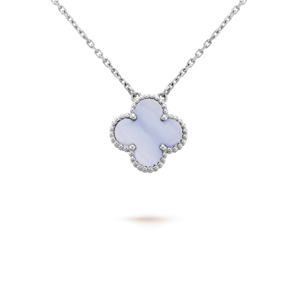 ˇShow YourselfˇCLOVER 15MM BLUE CHALCEDONY NECKLACE SILVER