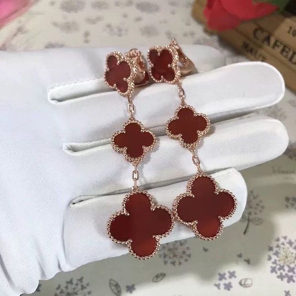 ˇShow YourselfˇCLOVER 3 MOTIF CARNELIAN DROP EARRINGS