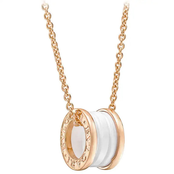 ˇShow YourselfˇZERO 1 WHITE CERAMIC PINK GOLD DIAMOND NECKLACE