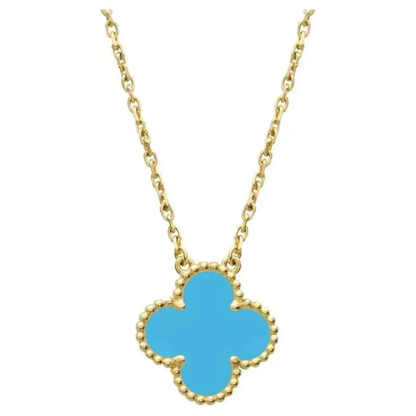 ˇShow YourselfˇCLOVER 15MM VINTAGE TURQUOISE NECKLACE
