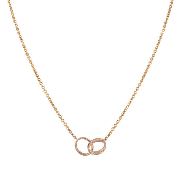 ˇShow YourselfˇLOVE NECKLACE DOUBLE RING PINK GOLD