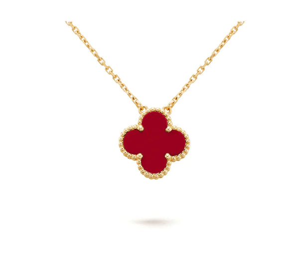 ˇShow YourselfˇCLOVER 15MM CARNELIAN SINGLE FLOWER NECKLACE