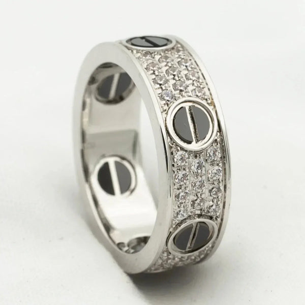 ˇShow YourselfˇLOVE RING 5.5MM DIAMONDS PAVED CERAMIC
