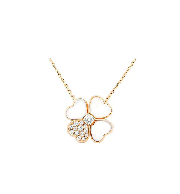 ˇShow YourselfˇCLOVER MOP DIAMOND ROSE GOLD NECKLACE