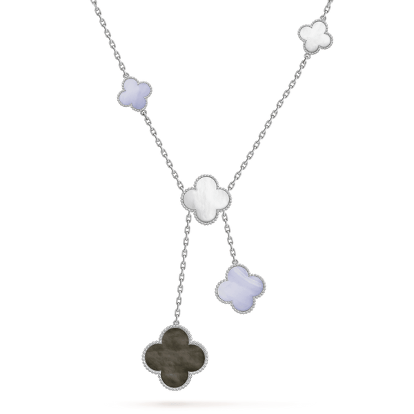 ˇShow YourselfˇCLOVER MOP CHALCEDONY NECKLACE SILVER 6 MOTIF