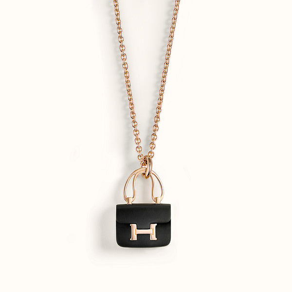 ˇShow YourselfˇCONSTANCE BLACK PEDANT PINK GOLD NECKLACE