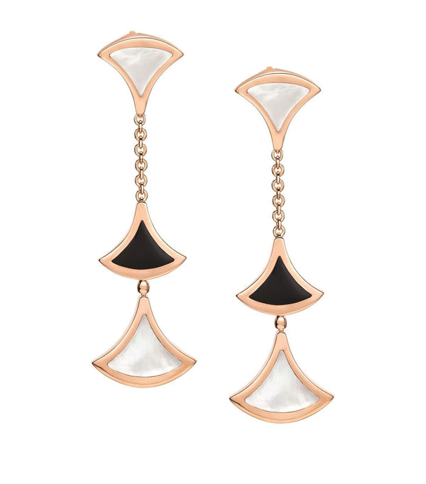 ˇShow YourselfˇDREAM EARRINGS 3 MOTIFS ONYX MOP PINK GOLD