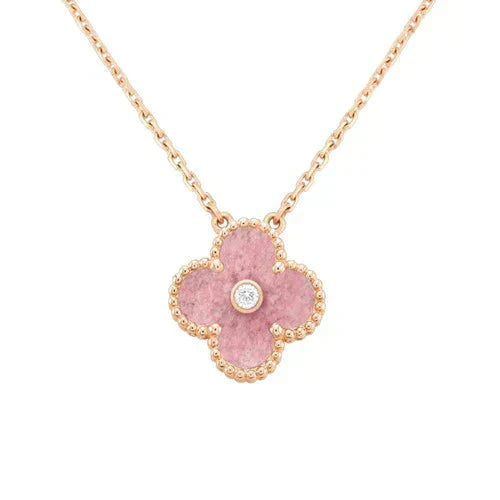 ˇShow YourselfˇCLOVER 15MM DIAMOND RHODONITE NECKLACE