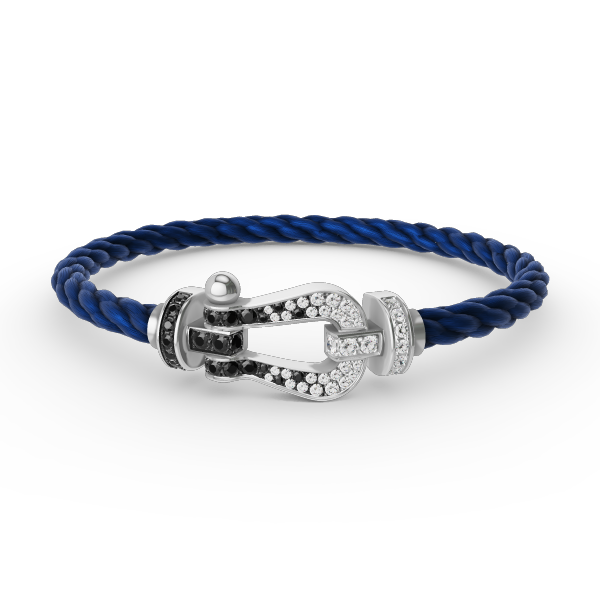 ˇShow YourselfˇFORCE LARGE HORSESHOE BLACK WHITE DIAMOND BRACELET SILVER