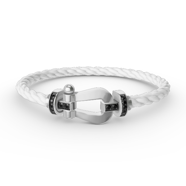 ˇShow YourselfˇFORCE LARGE HORSESHOE BLACK DIAMOND BRACELET SILVER