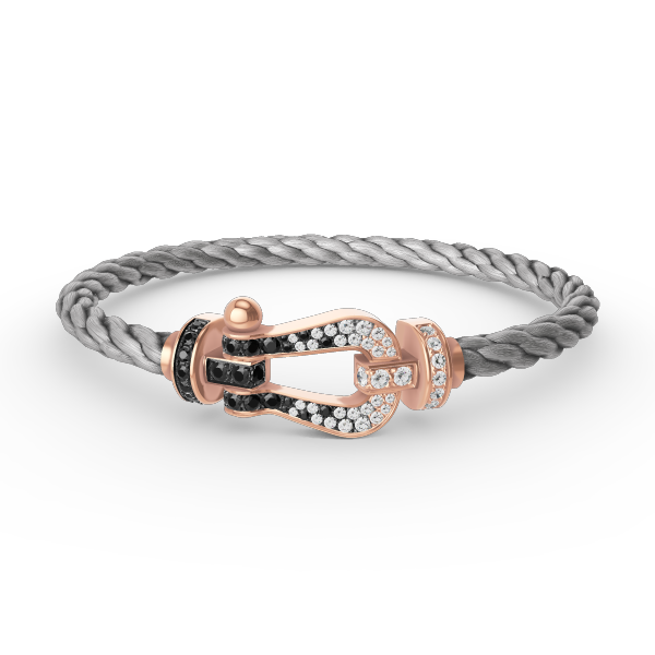 ˇShow YourselfˇFORCE LARGE HORSESHOE BLACK WHITE DIAMOND BRACELET ROSE GOLD
